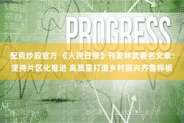 配资炒股官方 《人民日报》刊发林武署名文章：坚持片区化推进 高质量打造乡村振兴齐鲁样板