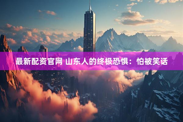 最新配资官网 山东人的终极恐惧：怕被笑话