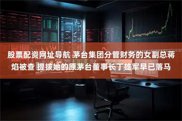 股票配资网址导航 茅台集团分管财务的女副总蒋焰被查 提拔她的原茅台董事长丁雄军早已落马
